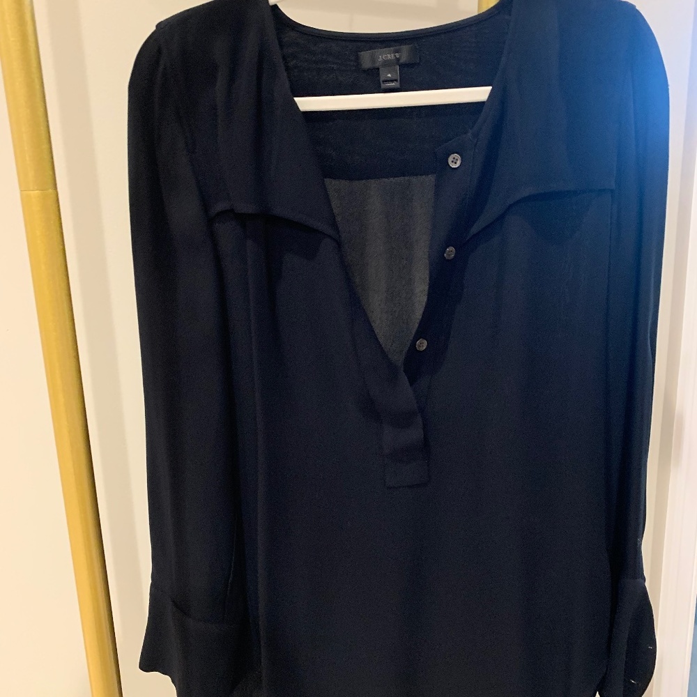 J. Crew Long Sleeve Button V Neck Blouse